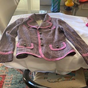 Elie Tahari tweed like suite jacket with silk trim